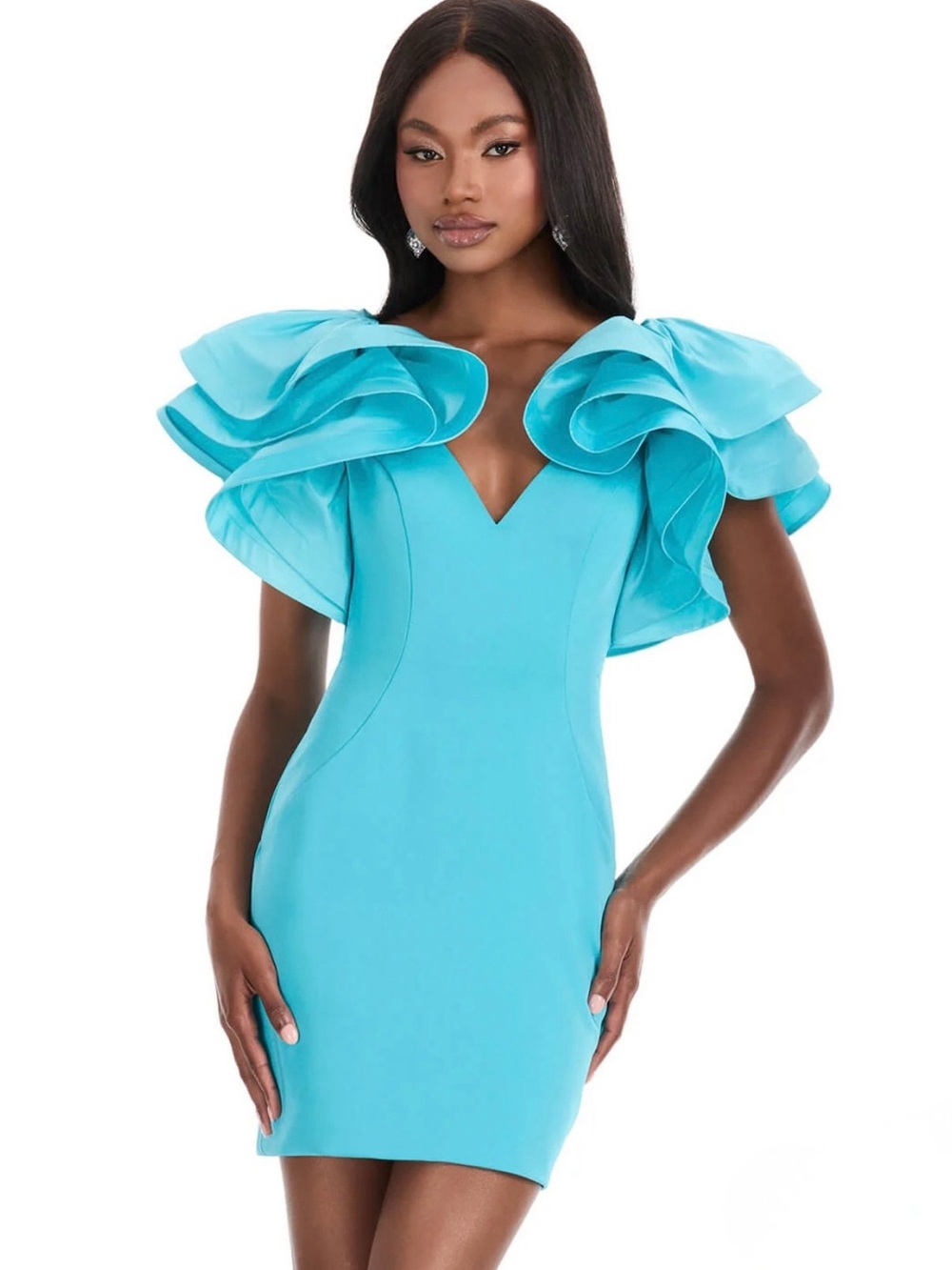 ASHLEYLauren Ruffled -Sleeve Dress